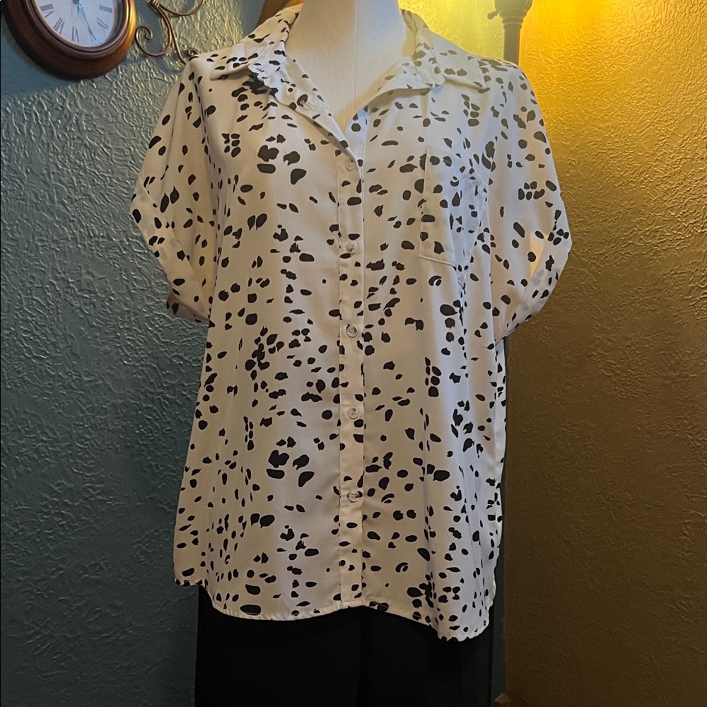 Staccato Black and White Button Down Shirt